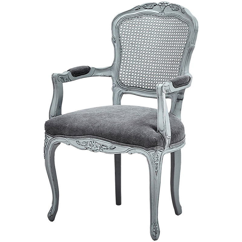 Стул с подлокотниками Maria Antoinette Stool II Серый Светло-серый Стул с подлокотниками Maria Antoinette Stool II Серый Светло-серый в Грозном | Loft Concept