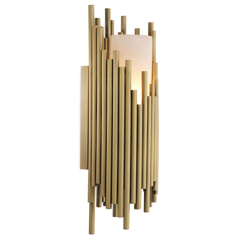 Бра Eichholtz Wall Lamp Bartoli Латунь Античная полированная Белый Бра Eichholtz Wall Lamp Bartoli Латунь Античная полированная Белый в Грозном | Loft Concept