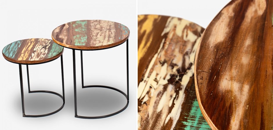 Набор приставных столиков Antique Wood Side Table Набор приставных столиков Antique Wood Side Table - Loft-Concept в Грозном