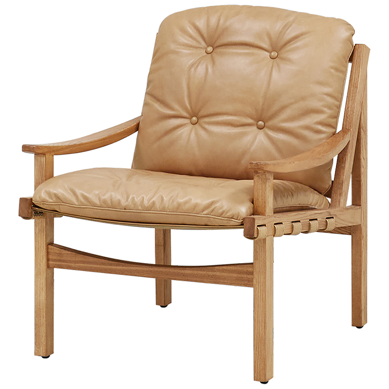 Кресло Bonfils Beige Armchair Бежевый Древесина Латунь Кресло Bonfils Beige Armchair Бежевый Древесина Латунь в Грозном | Loft Concept