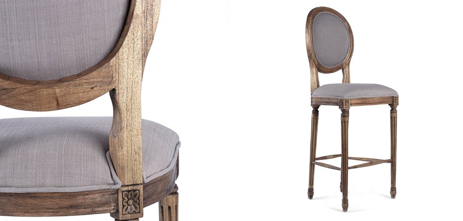 Барный стул REGENCY MEDALLION BARSTOOL Taupe Linen Барный стул REGENCY MEDALLION BARSTOOL Taupe Linen - Loft-Concept в Грозном