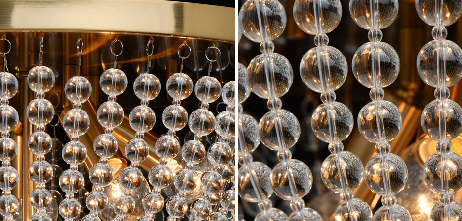 Потолочный светильник Virginia Clear Beads ceiling Gold L Потолочный светильник Virginia Clear Beads ceiling Gold L - Loft-Concept в Грозном