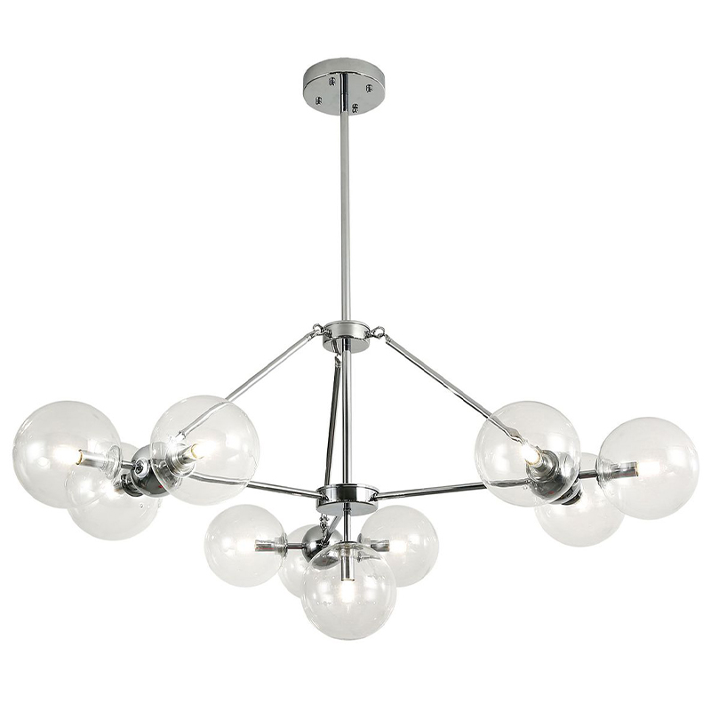 Люстра Modo Chandelier Chrome 10 Хром Прозрачное Стекло Люстра Modo Chandelier Chrome 10 Хром Прозрачное Стекло в Грозном | Loft Concept