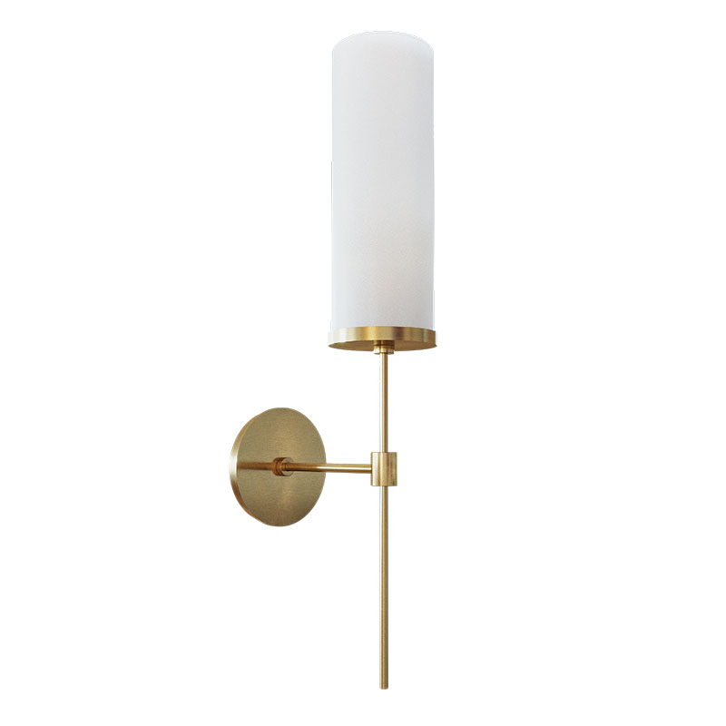 Бра Дизайнерское Elongated Candle Holder Стеклянный Плафон Латунь Белый Бра Дизайнерское Elongated Candle Holder Стеклянный Плафон Латунь Белый в Грозном | Loft Concept