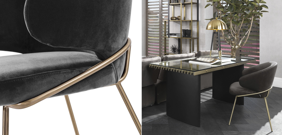 Стул Eichholtz Dining Chair Kinley dark grey Стул Eichholtz Dining Chair Kinley dark grey - Loft-Concept в Грозном