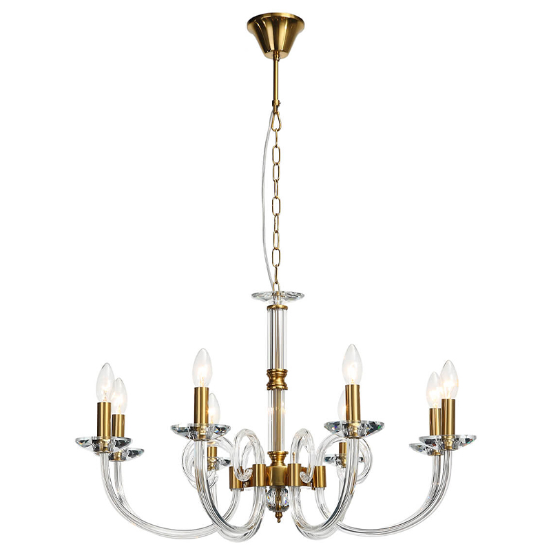 Люстра Twisted Glass Candles Chandelier Золотой Прозрачное Стекло Люстра Twisted Glass Candles Chandelier Золотой Прозрачное Стекло в Грозном | Loft Concept