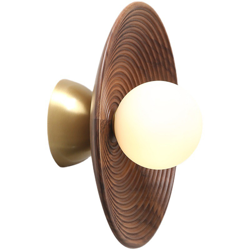 Бра Noya Wooden Wall Lamp Белый Коричневый Латунь сатинированная Бра Noya Wooden Wall Lamp Белый Коричневый Латунь сатинированная в Грозном | Loft Concept