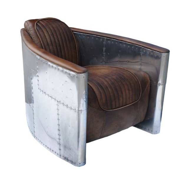 Кресло Aviator Tomcat chair Белый Коричневый Кресло Aviator Tomcat chair Белый Коричневый в Грозном | Loft Concept