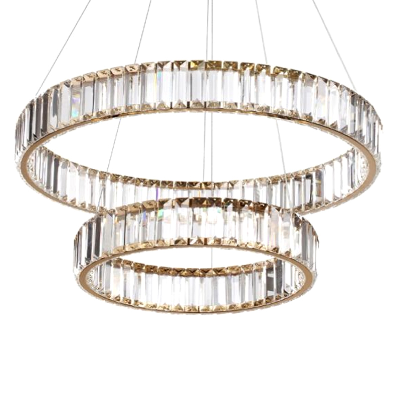 Люстра Хрустальная Ring Horizontal 2 кольца Золотой Прозрачный Люстра Хрустальная Ring Horizontal 2 кольца Золотой Прозрачный в Грозном | Loft Concept