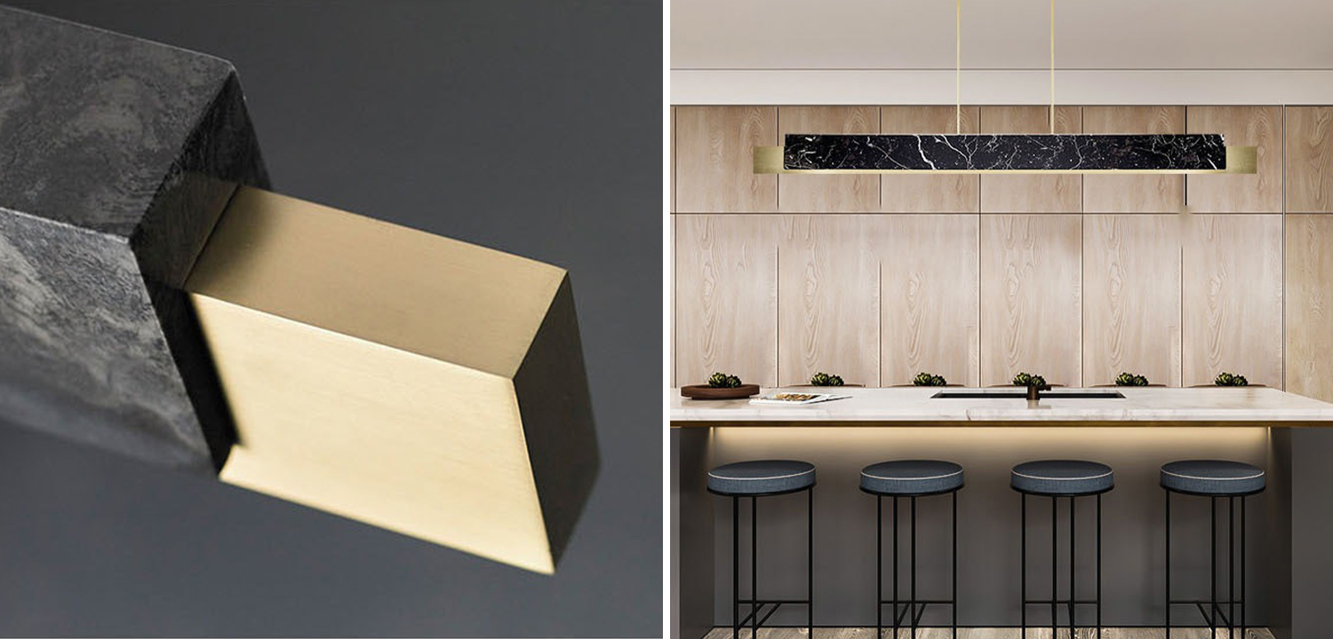 Люстра Leonce Marble Linear Chandelier Brass - фото