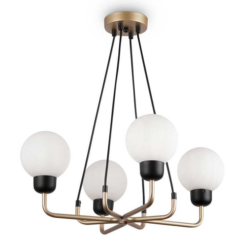 Люстра Andresa Chandelier 4 Balls Золотой Белое матовое стекло Люстра Andresa Chandelier 4 Balls Золотой Белое матовое стекло в Грозном | Loft Concept