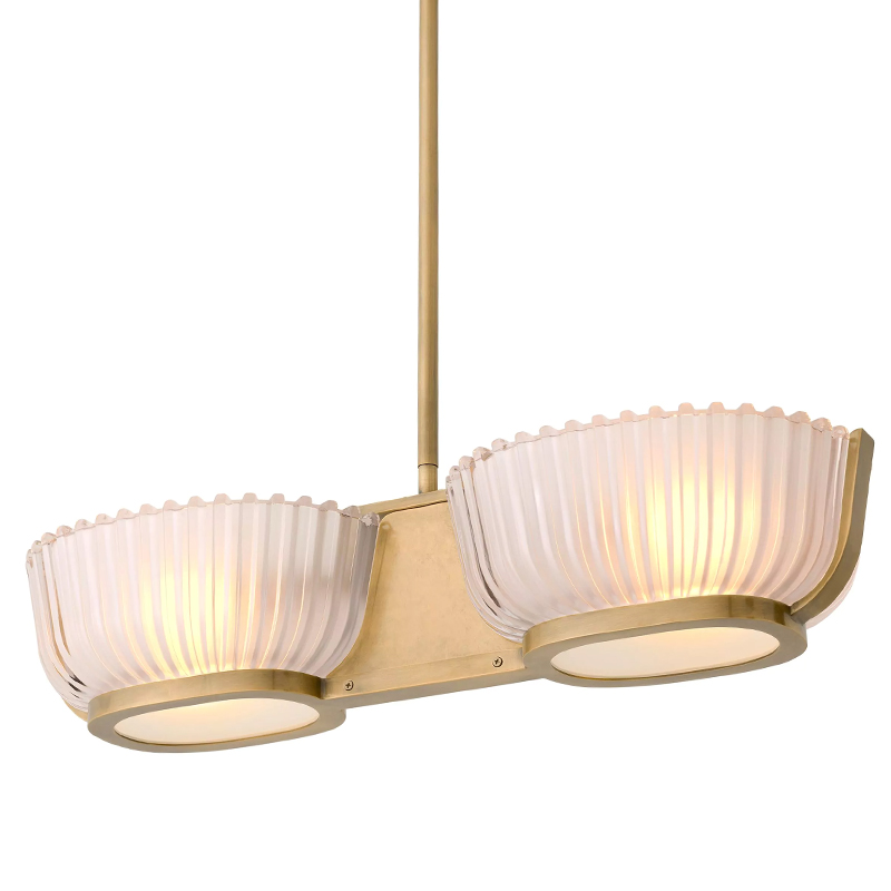 Люстра Eichholtz Chandelier Artos Double Латунь Белое матовое стекло Люстра Eichholtz Chandelier Artos Double Латунь Белое матовое стекло в Грозном | Loft Concept