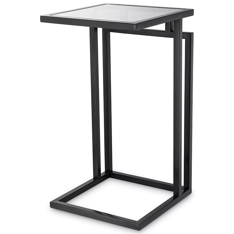 Приставной стол Eichholtz Side Table Marcus Black Черный Стекло Смок Приставной стол Eichholtz Side Table Marcus Black Черный Стекло Смок в Грозном | Loft Concept
