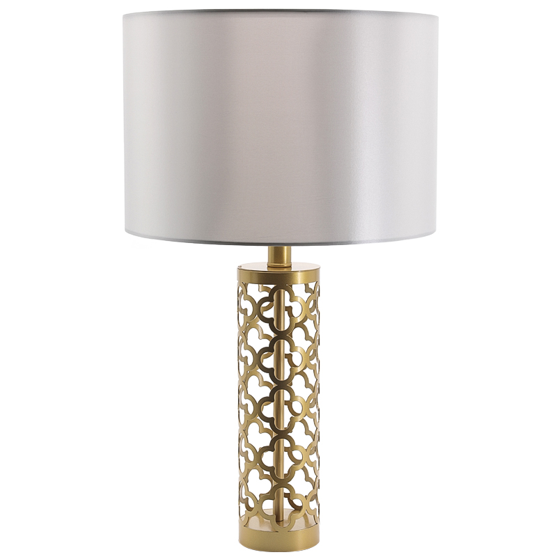 Настольная лампа Arabesque Quatrefoil Drum Table Lamp Золотой Серый Настольная лампа Arabesque Quatrefoil Drum Table Lamp Золотой Серый в Грозном | Loft Concept