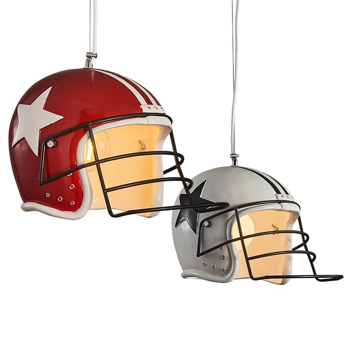 Подвесной светильник Sport Helmet Pendant Белый Красный Подвесной светильник Sport Helmet Pendant Белый Красный в Грозном | Loft Concept