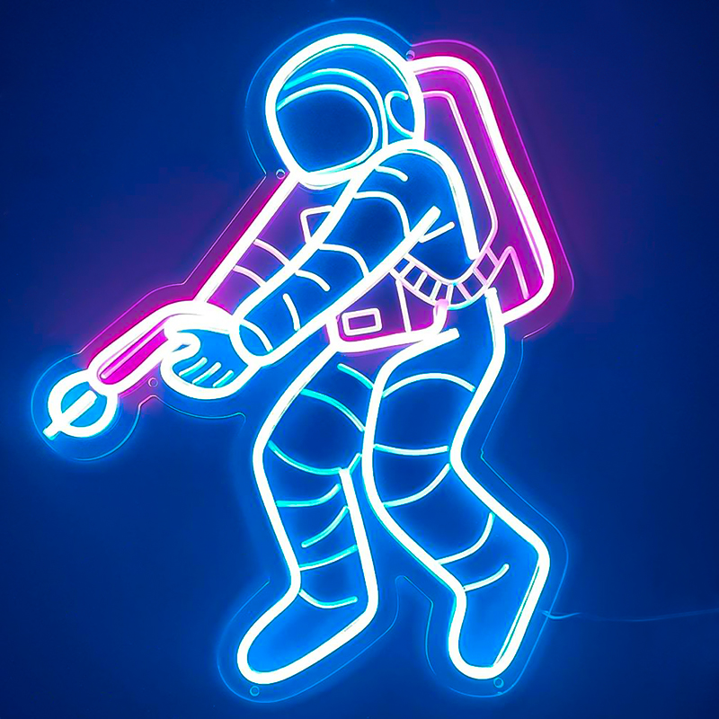 Неоновая настенная лампа Astronaut Neon Wall Lamp Синий Лиловый Неоновая настенная лампа Astronaut Neon Wall Lamp Синий Лиловый в Грозном | Loft Concept
