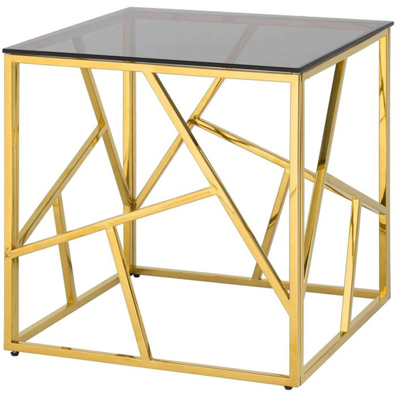 Стол приставной Geometry Serene Phoenix Gold Золотой Стекло Смок Стол приставной Geometry Serene Phoenix Gold Золотой Стекло Смок в Грозном | Loft Concept