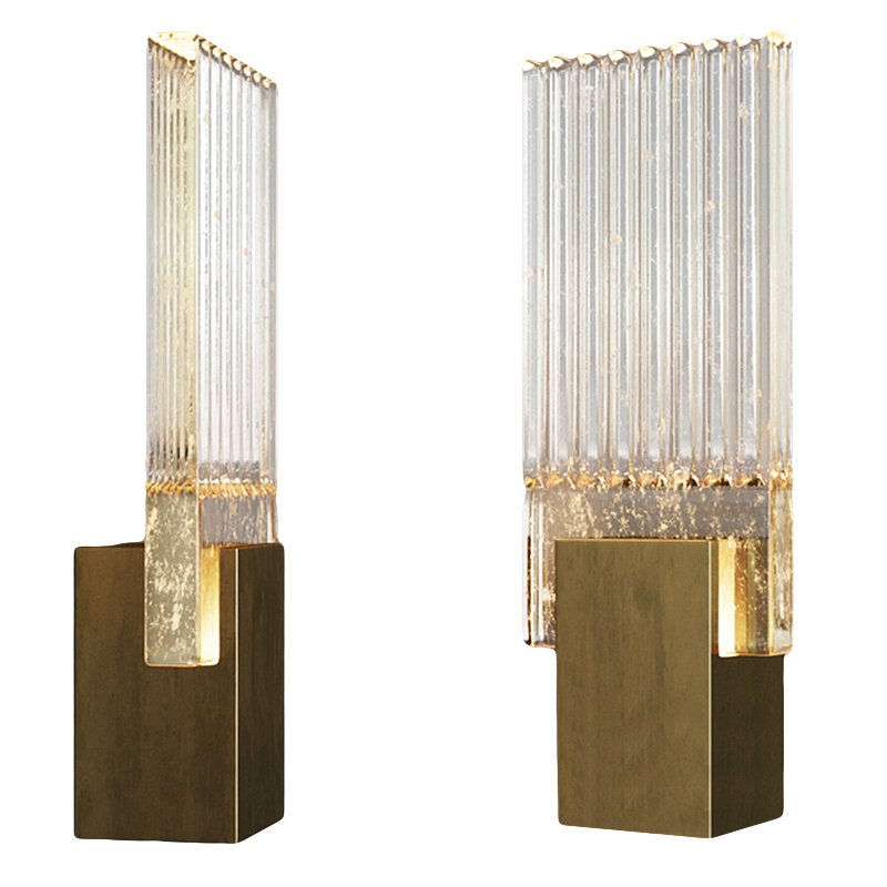Бра PLEATED GLASS SCONCE Прозрачный (Transparent) Латунь Бра PLEATED GLASS SCONCE Прозрачный (Transparent) Латунь в Грозном | Loft Concept