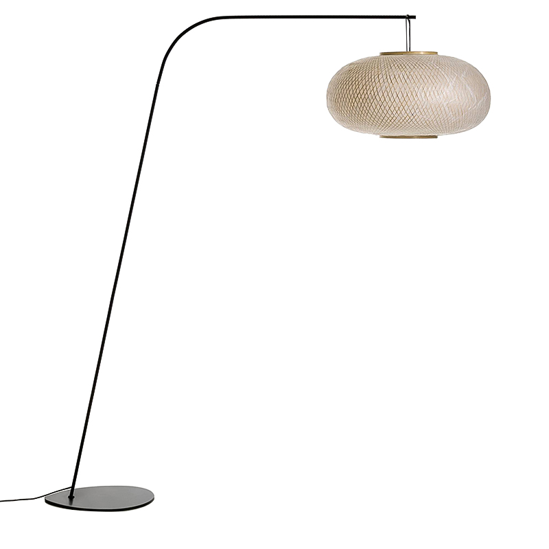 Торшер Wicker Bamboo Floor lamp Черный Бежевый Торшер Wicker Bamboo Floor lamp Черный Бежевый в Грозном | Loft Concept