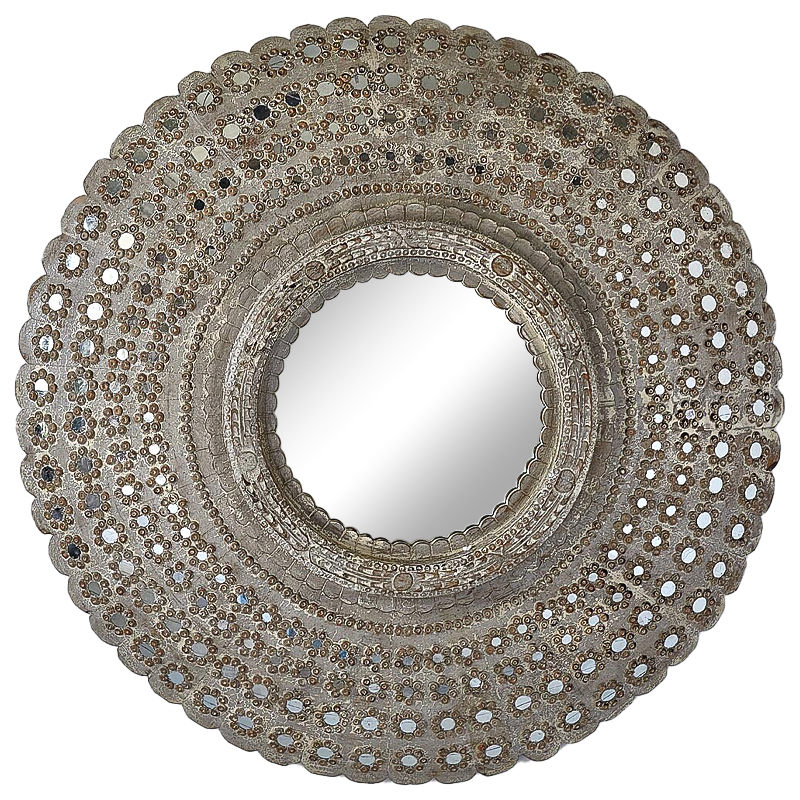 Зеркало Kiran Peacock Mirrors circle Restoration Hardware Бежево-серый Зеркало Kiran Peacock Mirrors circle Restoration Hardware Бежево-серый в Грозном | Loft Concept