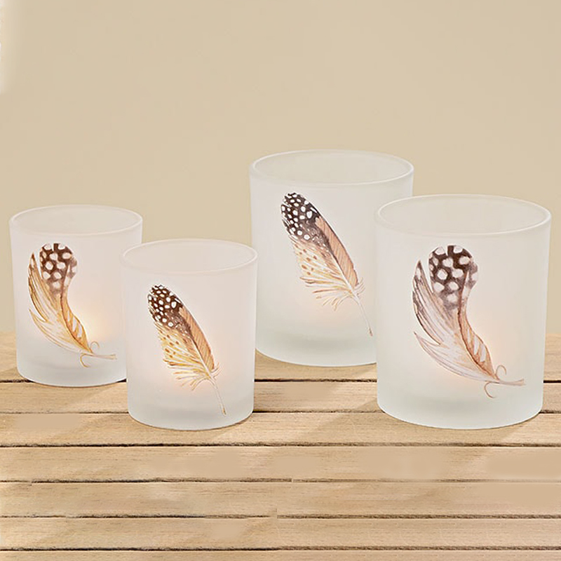 Набор из 2-х подсвечников Feather Candlestick Бежевый Коричневый Белое матовое стекло Набор из 2-х подсвечников Feather Candlestick Бежевый Коричневый Белое матовое стекло в Грозном | Loft Concept