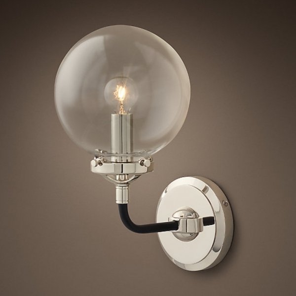 Бра Bistro Globe Clear Glass Single Sconce Nickel Бра Bistro Globe Clear Glass Single Sconce Nickel в Грозном | Loft Concept