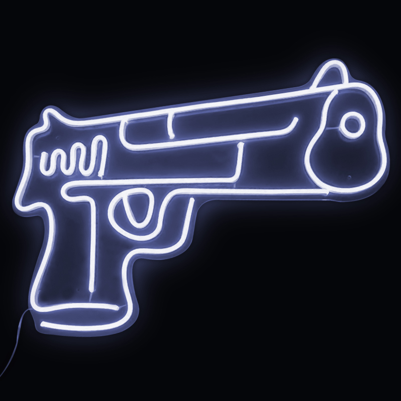 Неоновая настенная лампа Gun Neon Wall Lamp Белый Прозрачный Неоновая настенная лампа Gun Neon Wall Lamp Белый Прозрачный в Грозном | Loft Concept