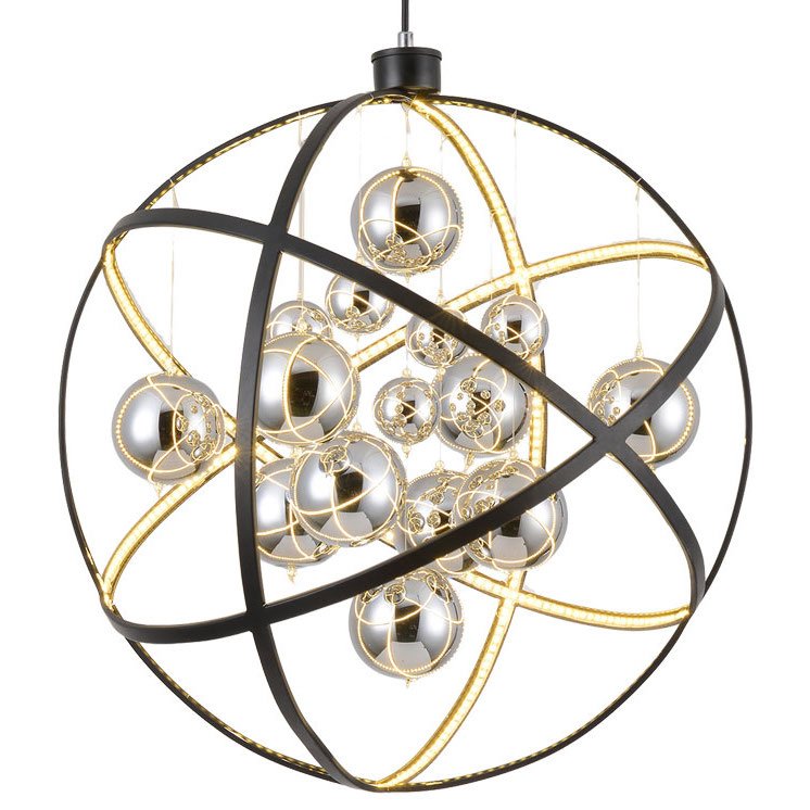 Люстра Atomic nucleus Chandelier Глянцевое золото Черный Люстра Atomic nucleus Chandelier Глянцевое золото Черный в Грозном | Loft Concept