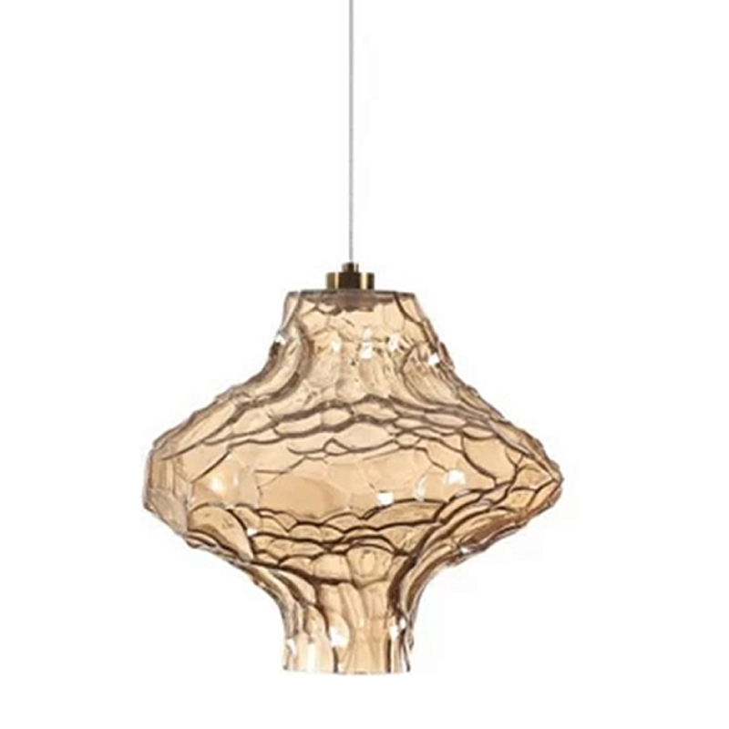 Подвесной светильник с плафоном из фактурного светло-янтарного стекла Light Ensemble Янтарный Бронза в Грозном | Loft Concept 