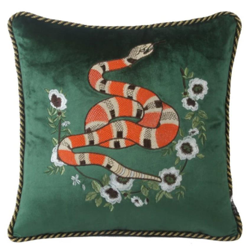 Подушка с Вышивкой Стиль Gucci IV Зеленый Подушка с Вышивкой Стиль Gucci IV Зеленый в Грозном | Loft Concept