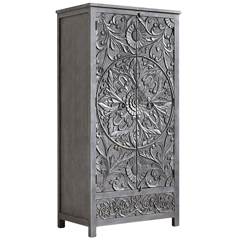 Шкаф Indian Antique White Furniture Cupboard Devan серый Серый Шкаф Indian Antique White Furniture Cupboard Devan серый Серый в Грозном | Loft Concept