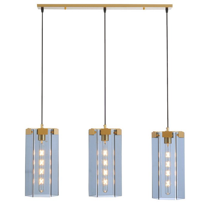 Люстра Rectangle Gray Glass Pendant Lamp 3 Золотой Прозрачное Стекло Люстра Rectangle Gray Glass Pendant Lamp 3 Золотой Прозрачное Стекло в Грозном | Loft Concept