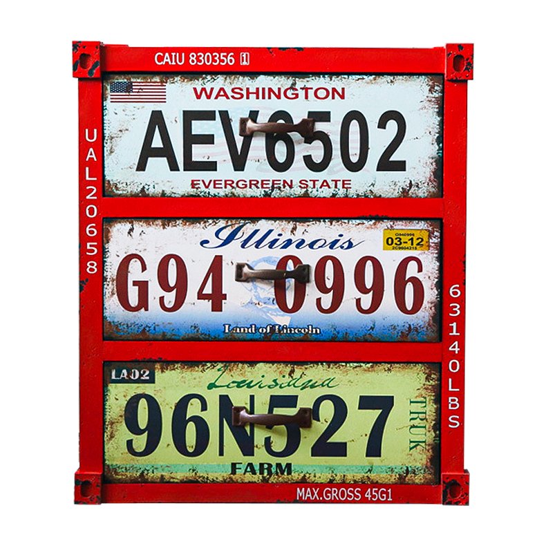 Тумба Car Plate Numbers Красный Мульти Тумба Car Plate Numbers Красный Мульти в Грозном | Loft Concept