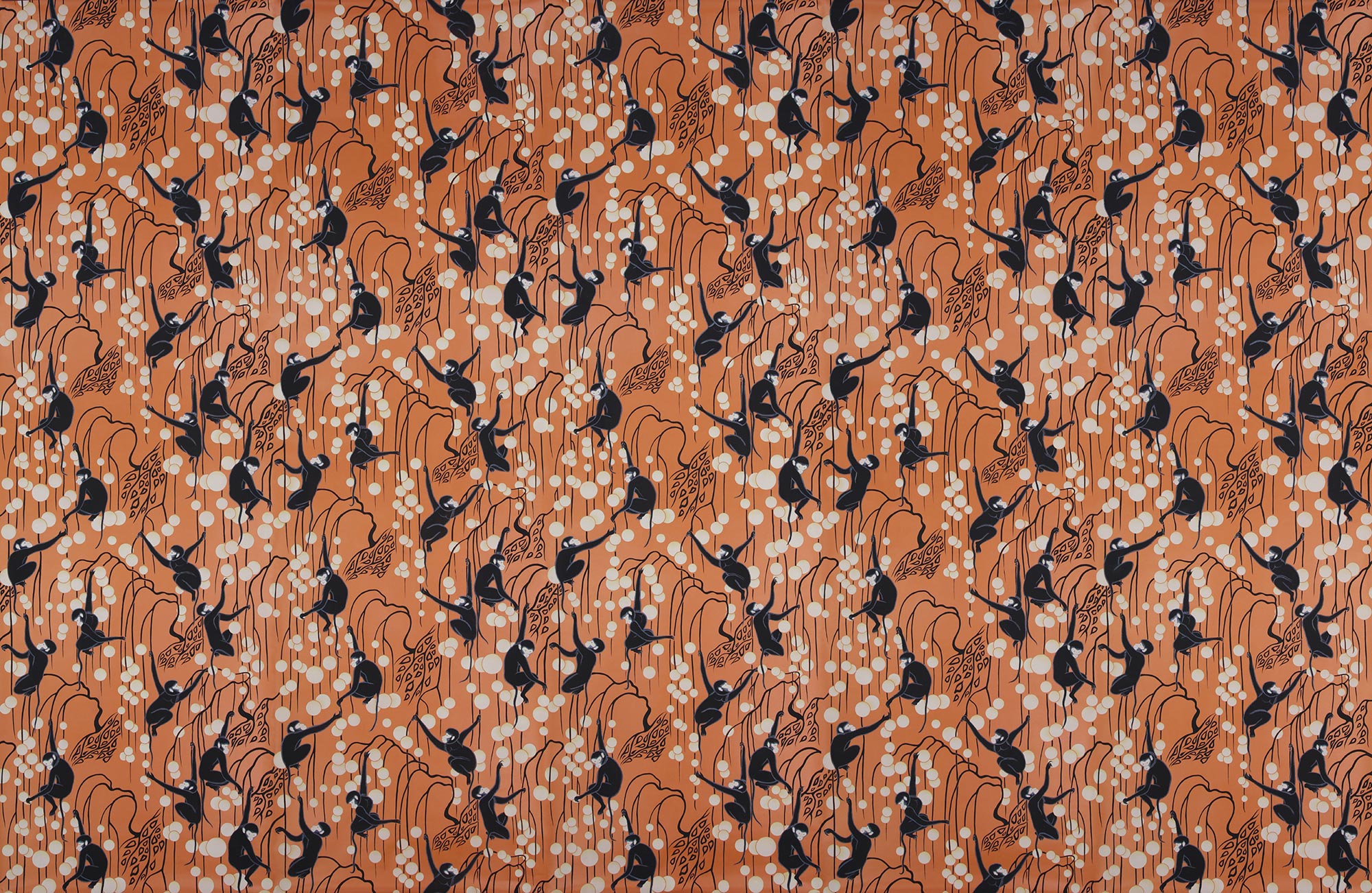 Обои ручная роспись Deco Monkeys Terracotta on dyed paper Обои ручная роспись Deco Monkeys Terracotta on dyed paper - постер Loft-Concept в Грозном