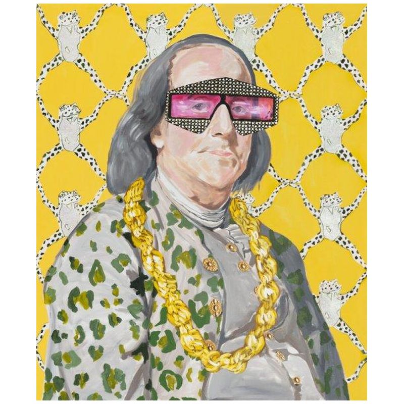 Картина Benjamin Franklin with Donkey Chain, Frog Wallpaper, and Cheetah Jacket Мульти Картина Benjamin Franklin with Donkey Chain, Frog Wallpaper, and Cheetah Jacket Мульти в Грозном | Loft Concept
