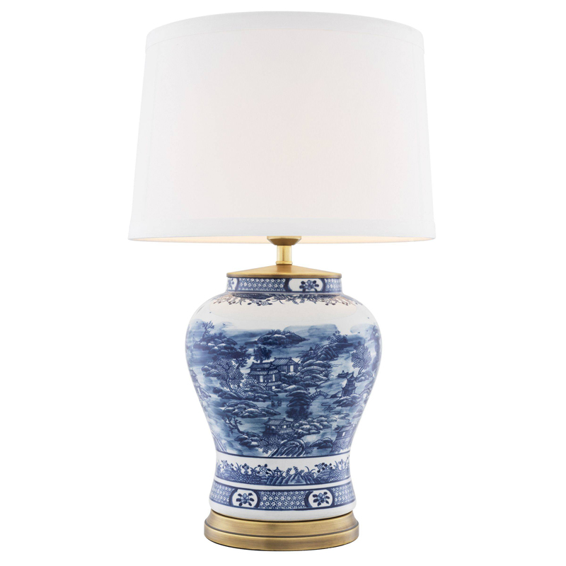 Настольная лампа Eichholtz Table Lamp Chinese Blue Белый Синий Латунь Античная полированная Настольная лампа Eichholtz Table Lamp Chinese Blue Белый Синий Латунь Античная полированная в Грозном | Loft Concept