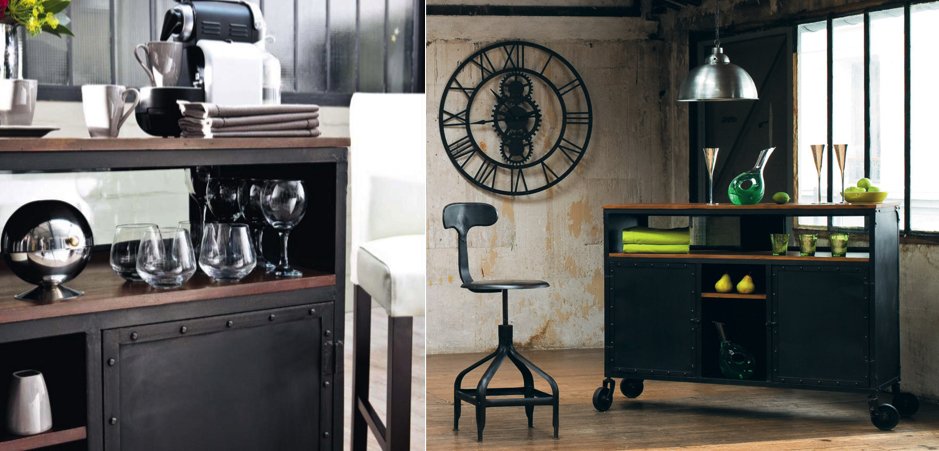 Комод в стиле Индастриал на колёсах Industrial Bar Oak Chest Комод в стиле Индастриал на колёсах Industrial Bar Oak Chest - Loft-Concept в Грозном