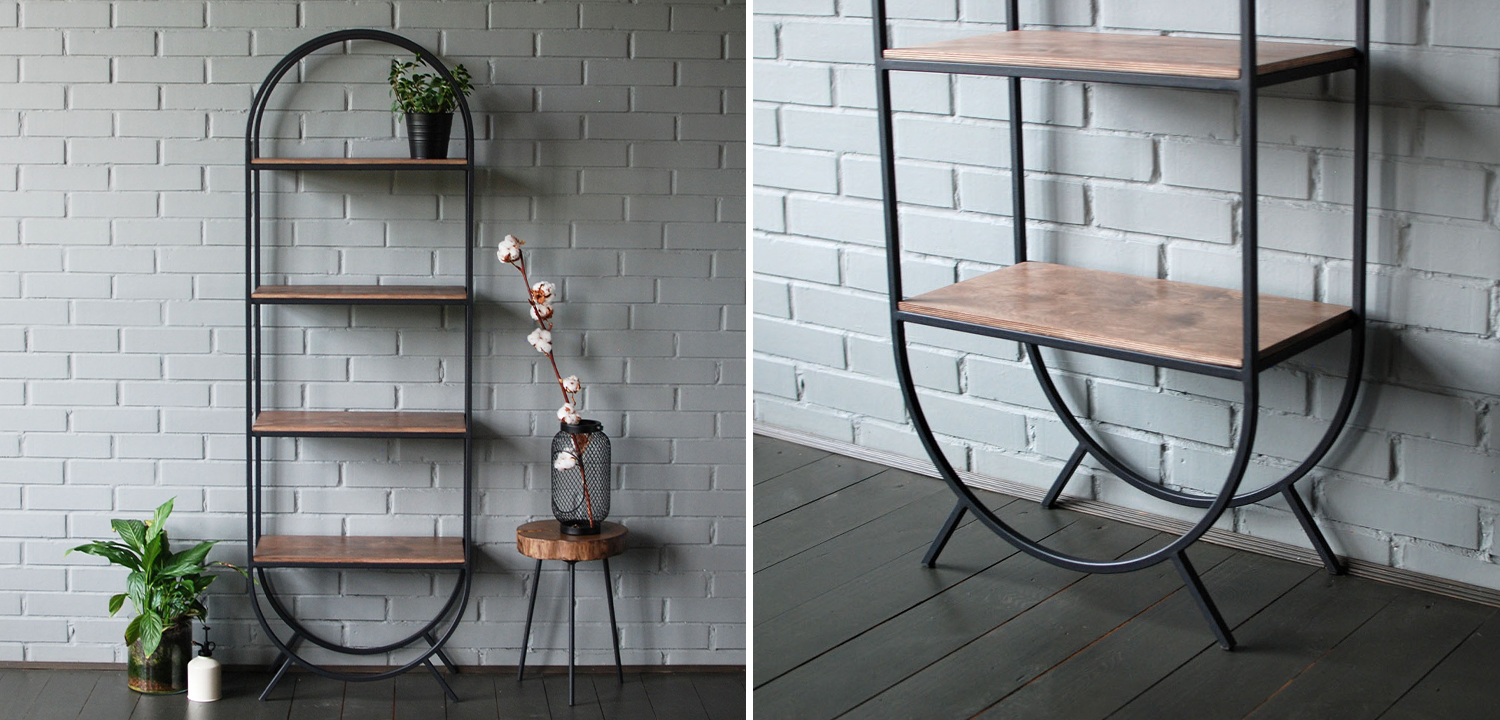 Стеллаж Lugo Industrial Metal Rust Black Rack - фото №1