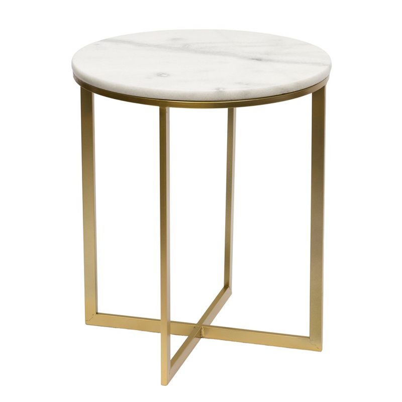 Приставной стол Round Table Marble white Золотой Белый Мрамор Bianco Приставной стол Round Table Marble white Золотой Белый Мрамор Bianco в Грозном | Loft Concept