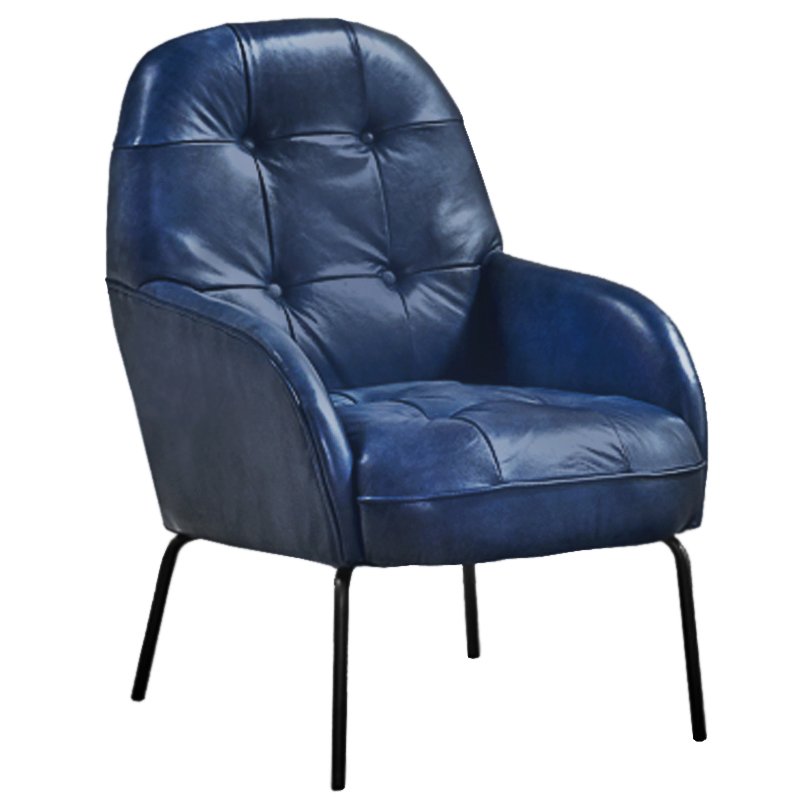 Кресло SHAPKIN LEATHER ARM CHAIR BLUE Синий Черный Кресло SHAPKIN LEATHER ARM CHAIR BLUE Синий Черный в Грозном | Loft Concept