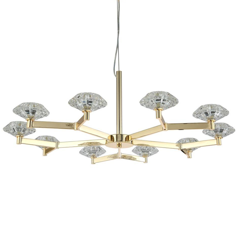 Люстра Yerker Chandelier Gold 10 Глянцевое золото Прозрачный Люстра Yerker Chandelier Gold 10 Глянцевое золото Прозрачный в Грозном | Loft Concept