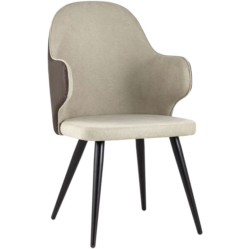 Стул Miruna Fabric and Leather Chair с Подлокотником Бежевый Коричневый Черный Стул Miruna Fabric and Leather Chair с Подлокотником Бежевый Коричневый Черный в Грозном | Loft Concept