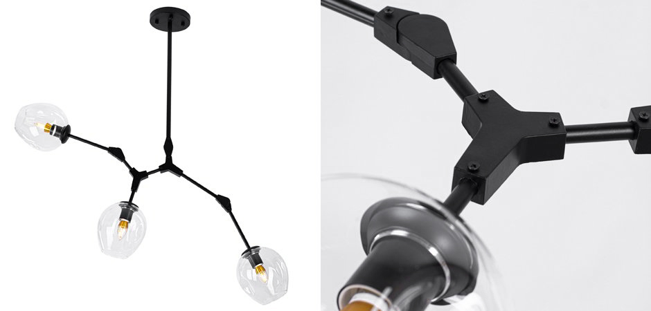 Люстра Сrumpled Glass Bubble Chandelier Black 3 плафона Люстра Сrumpled Glass Bubble Chandelier Black 3 плафона - Loft-Concept в Грозном