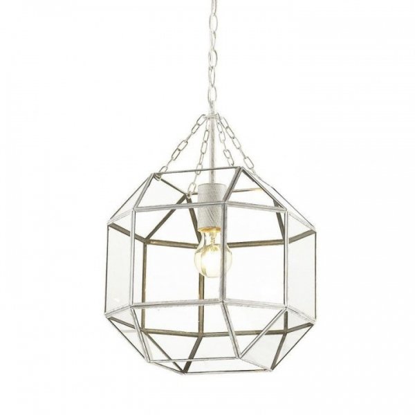 Подвесной светильник Glass & Metal Cage Pendant White Белый Подвесной светильник Glass & Metal Cage Pendant White Белый в Грозном | Loft Concept