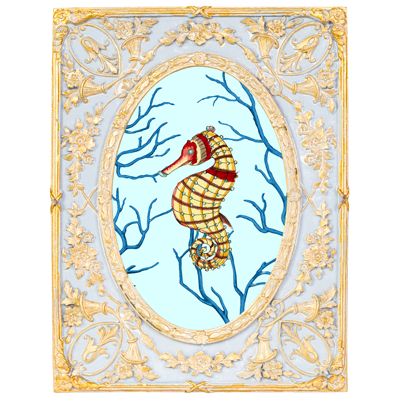 Картина в раме с золотым орнаментом Seashell Still Life Мульти Золотой Голубой Картина в раме с золотым орнаментом Seashell Still Life Мульти Золотой Голубой в Грозном | Loft Concept