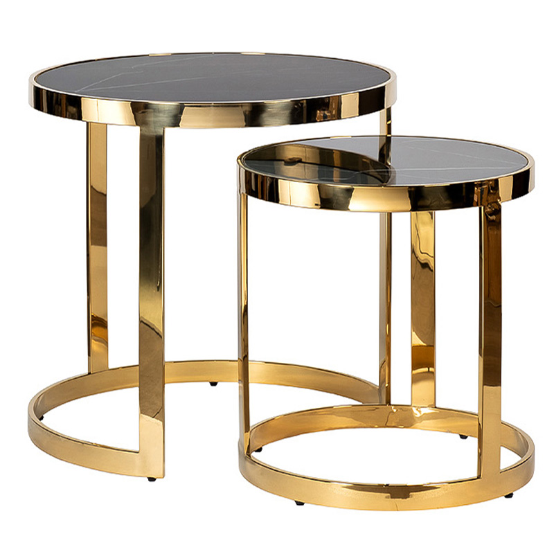 Комплект приставных столов Geirulf Side Table Глянцевое золото Черный Комплект приставных столов Geirulf Side Table Глянцевое золото Черный в Грозном | Loft Concept