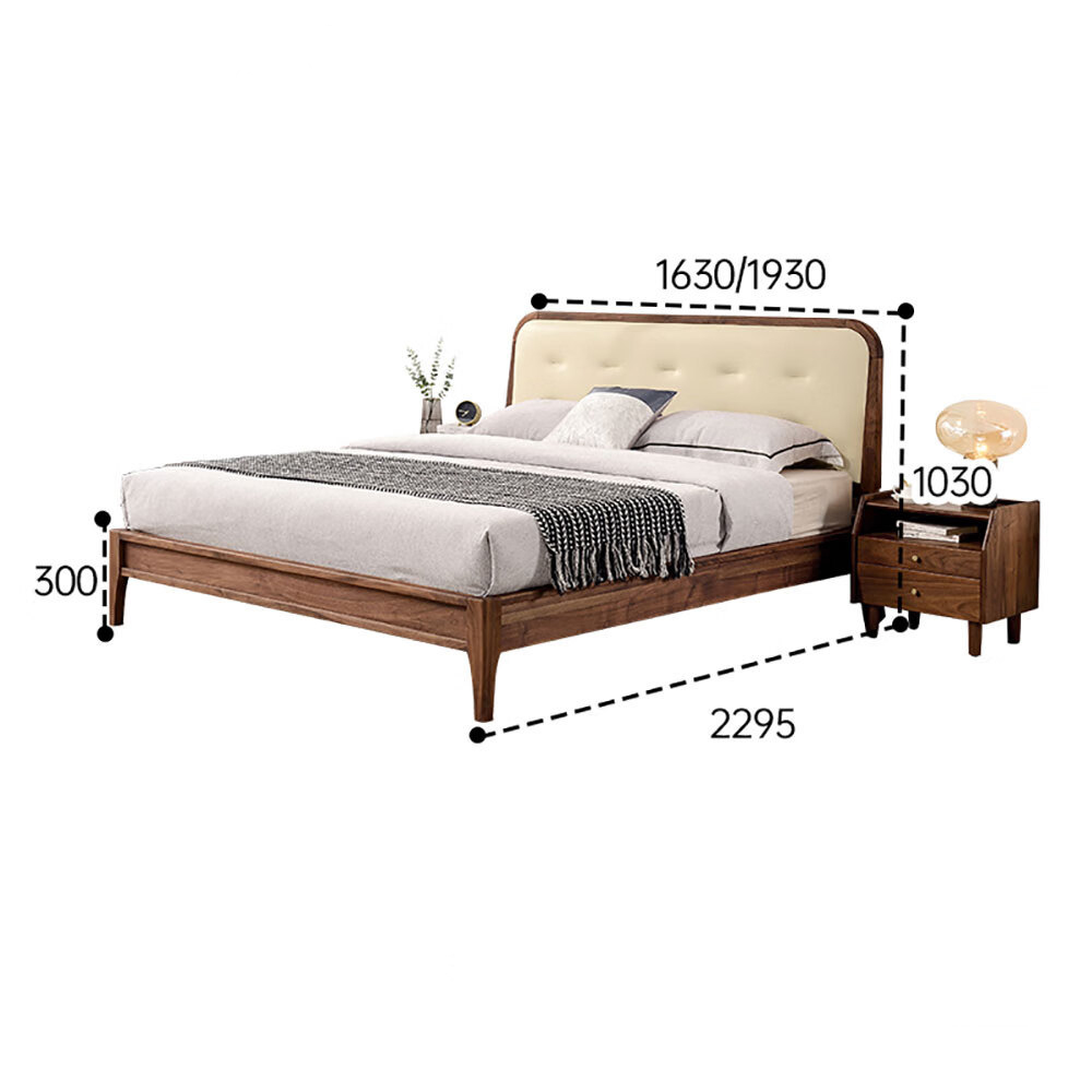 Кровать двуспальная с каркасом из дерева и мягким изголовьем Moon Walnut Bed Кровать двуспальная с каркасом из дерева и мягким изголовьем Moon Walnut Bed в Грозном