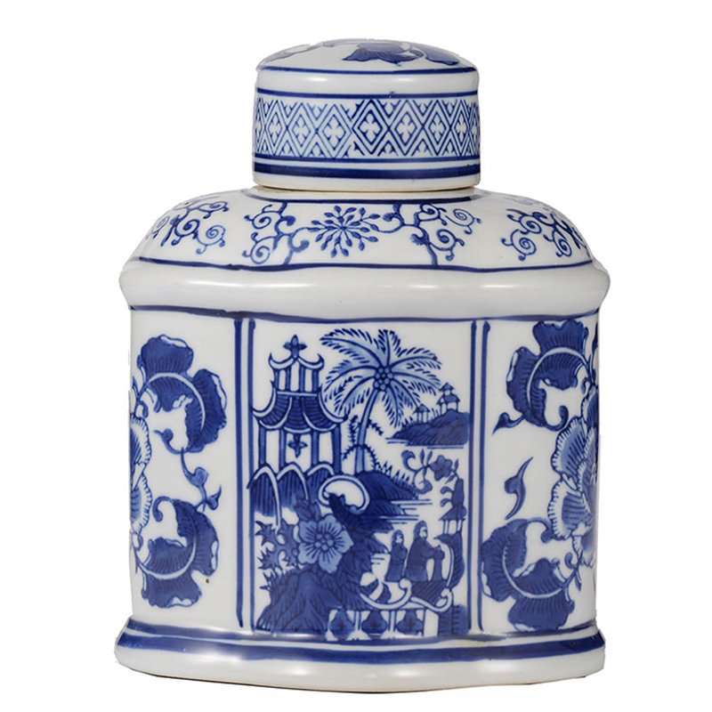 Ваза с крышкой Oriental Pattern Vase Синий Белый Ваза с крышкой Oriental Pattern Vase Синий Белый в Грозном | Loft Concept