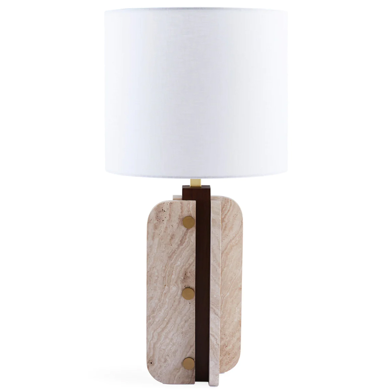 Настольная лампа TOPANGA COLUMN TABLE LAMP Белый Латунь Коричневый Бежевый Настольная лампа TOPANGA COLUMN TABLE LAMP Белый Латунь Коричневый Бежевый в Грозном | Loft Concept