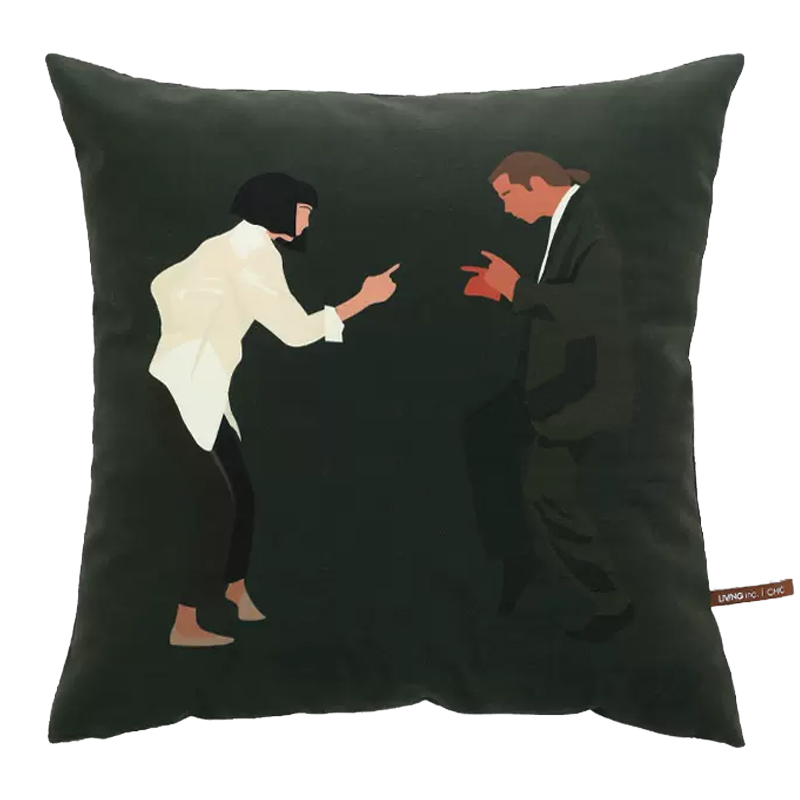 Декоративная подушка Pulp Fiction Dance Cushion Зеленый Бежевый Черный Декоративная подушка Pulp Fiction Dance Cushion Зеленый Бежевый Черный в Грозном | Loft Concept